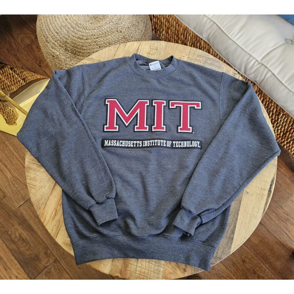 Champion MIT Sweatshirt Men's S Gray Embroidered Pullover Ivy League College
